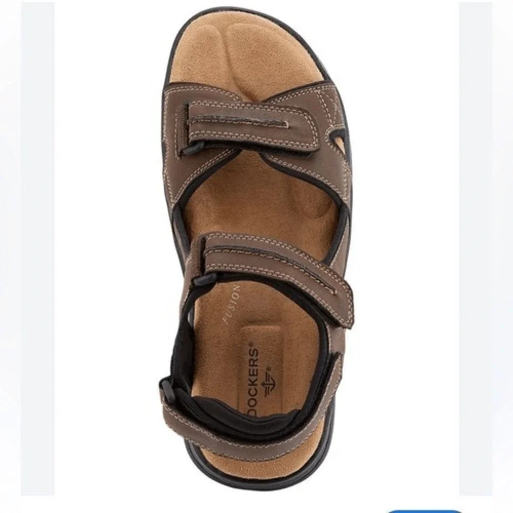 DOCKERS  Brown leather strap fisherman Sandals Men's‎ 8 hiking camping vintage